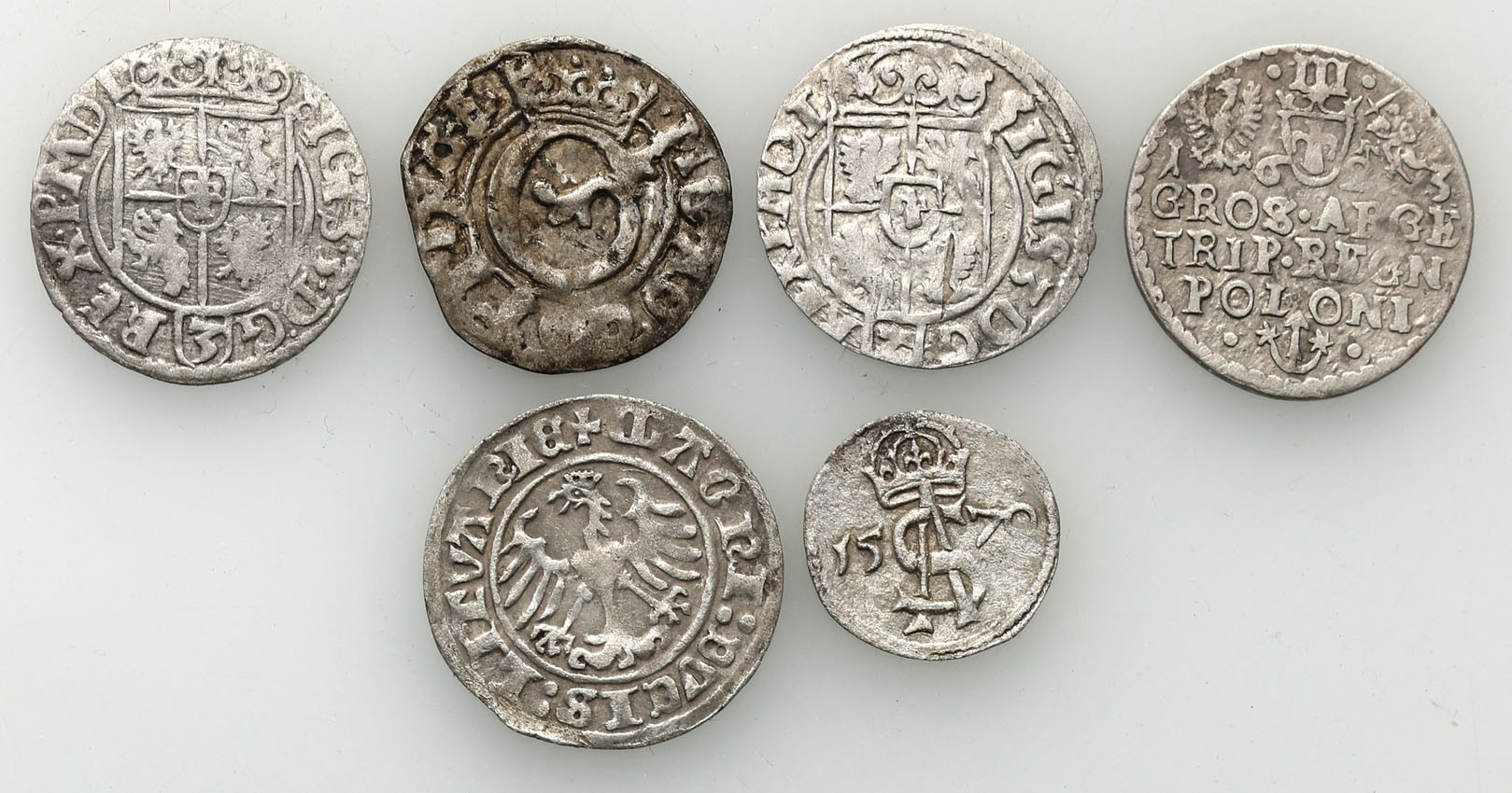 Zygmunt I Stary / Zygmunt II August/ Zygmunt III Waza. Zestaw 6 monet